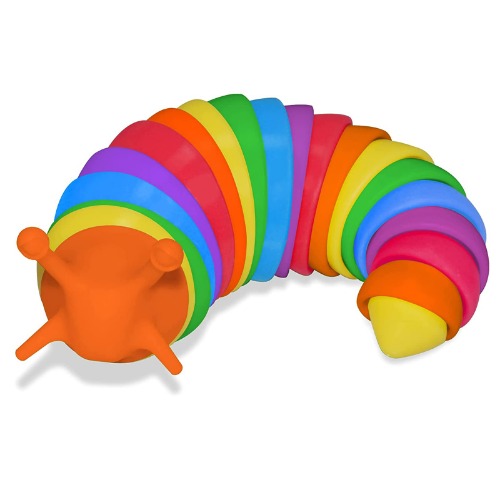 Fidget Slug Toy Articulating Stim Toy Rainbow,Pop It Slug 3D Printed Articulated Slug Fidget Toy,Jumbo Slugs Friendly Articulated Slug Stress Relief Sensory Toys Fingertip Toys for Kids Adults Gift