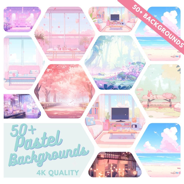 50 VTuber Background Pastel Vtuber Lofi & Anime Streaming Background Virtual Background Twitch Background Pink Pastel Stream Overlay VTuber