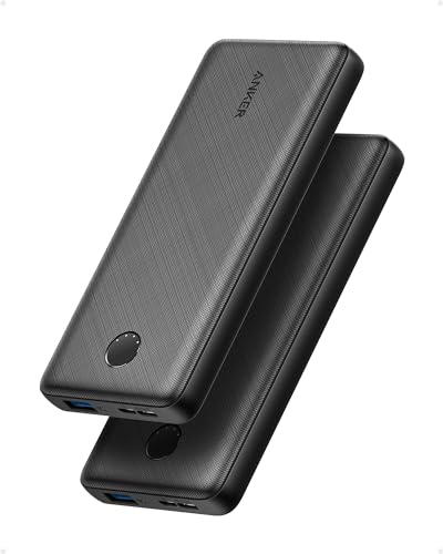 Anker Power Bank (PowerCore 10K), 2-Pack Compact 10,000mAh Battery Pack with PowerIQ Charging Technology and USB-C for iPhone, iPad, Samsung Galaxy, Pixel, and More - USB-C Input and Output（Black） - 2-pack