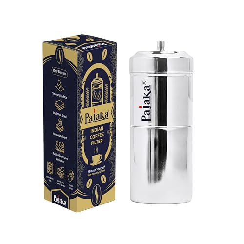 PAJAKA South Indian Filter Coffee Maker 2-4 Cup Mug Madras Kaapi Kappi Drip Decoction Maker Brewer Dripper Stainless Steel Medium Size for Home & Kitchen (200 ML) - 200 ML