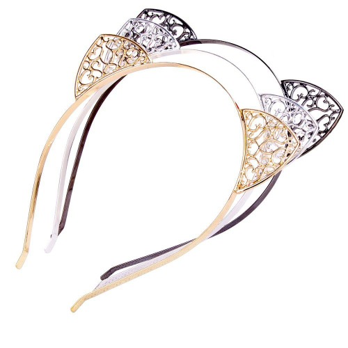 AWAYTR 3PC - Crystal Cat Ears Headband For Women Girls Headwear Hair Accessories (Decorative pattern) - Decorative pattern