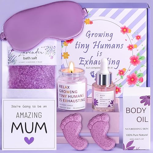 Baby Shower Gifts, Mum To Be Gifts, New Mum Pamper Kit, Relaxation New Mum Care Package Pregnant Gifts For Mum Expecting, Mum To Be Hamper New Mum Presents For Her, 100% Natural Organic Vegan - Lavender