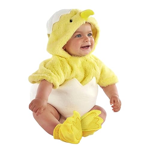 Katpost 0-2Years, Baby Girl Boy Chicken Costume Set Toddler Chick Easter Outfit Cosplay Egg Animal Dress Up Fleece Hooded Romper Bodysuits Fly Sleeve Outfits Jumpsuit - 02-yellow - 3-6 Months