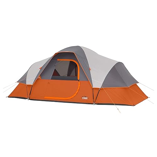 CORE Tents for Family Camping, Hiking and Backpacking | 3 Person / 4 Person / 6 Person / 9 Person Person Dome Camp Tents with Included Tent Gear Loft for Outdoor Accessories - 9 Person