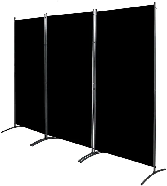 JVVMNJLK Indoor Room Divider,Portable Office Divider,Convenient Movable(3-Panel),Folding Partition Privacy Screen for Bedroom,Dining Room,Living Room and Study,102" W x 19.7" D x 71.3" H,Black - Black 3 Panel