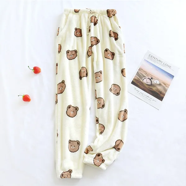 Fluffy Bear Pants | Beige / M