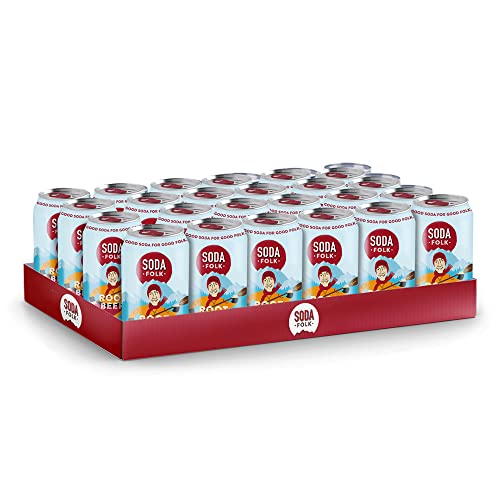 Soda Folk Root Beer, American Style Fizzy Drinks, Real Maple Syrup, Sweet Refreshing Reduced Sugar, Soft Drink, The Prime Drink, Nostalgic Flavours, Gluten Free & Vegan (24 x 330ml Cans) - Root Beer - 24 x 330ml