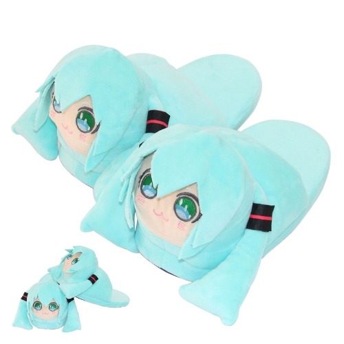 20222 Japanese Soft Cute Hatsune Miku Slippers Doll Anime Two-Dimensional Girl Home Cotton