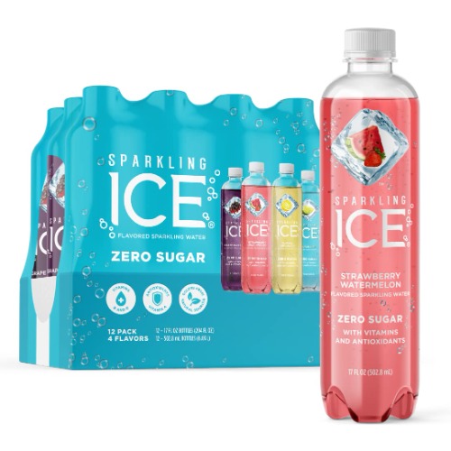 Sparkling Ice Blue Variety Pack, Flavored Sparkling Water, Zero Sugar, with Vitamins and Antioxidants, 17 fl oz, 12 count (Classic Lemonade, Strawberry Watermelon, Grape Raspberry, Lemon Lime) - Blue Variety Pack