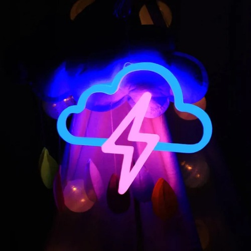 LED Bright Neon Light Night Room Wall Art l - Cloud lightning