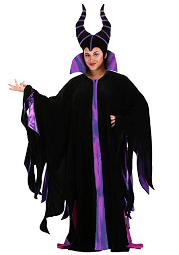 Disney Sleeping Beauty Adult Maleficient Robe Womens, Long Black Evil Robe Halloween Costume - 3X