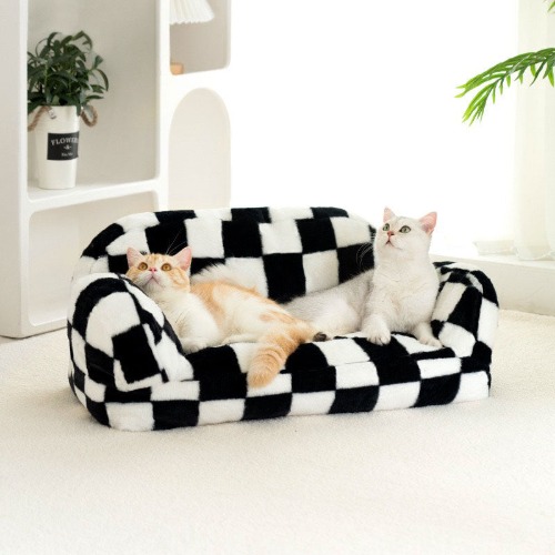 Vintage Leisure Diamond Dog & Cat Sofa Bed | Checkerboard / M