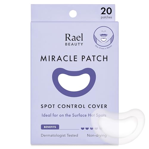 Rael Pimple Patches, Miracle Patches Large Spot Control Cover - Hydrocolloid Acne Patches for Face, Strip for Breakouts, Zit and Blemish Spot, Breakouts, Facial Stickers, All Skin Types, Vegan, Cruelty Free (20 Count) - 20 Count (Pack of 1)