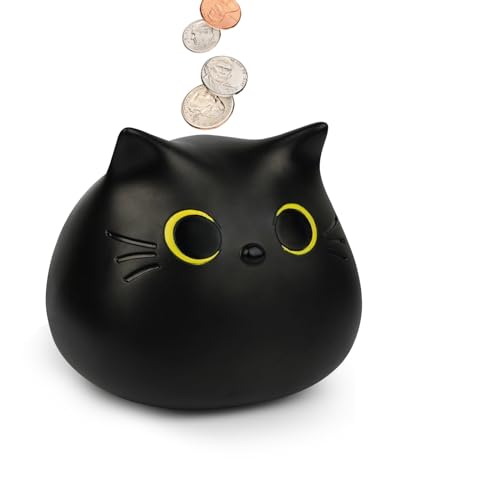 NIGOWAYS Cat Piggy Bank - Piggy Bank for Kids and Adults,Unbreakable Money Bank,Cat Bank, Practical Gifts for Birthday,Halloween,Christmas (Black Cat) - Black Cat
