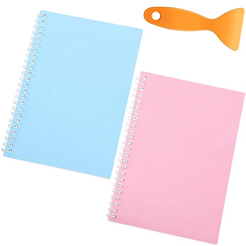 2 Pcs Sticker Collecting Albums with a Plastic Spatula Reusable Sticker Collecting Books 8.3 x 5.8 Inches Notepads Sticker Collection Accessories for Collecting Stickers, Labels (Minimalist) - Minimalist