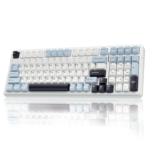 AULA F99 Wireless Mechanical Keyboard, Hot Swappable Custom Keyboard,Pre-lubed Linear Switches,Gasket Structure,RGB Backlit Gaming Keyboard (Blue&White) - Blue&White