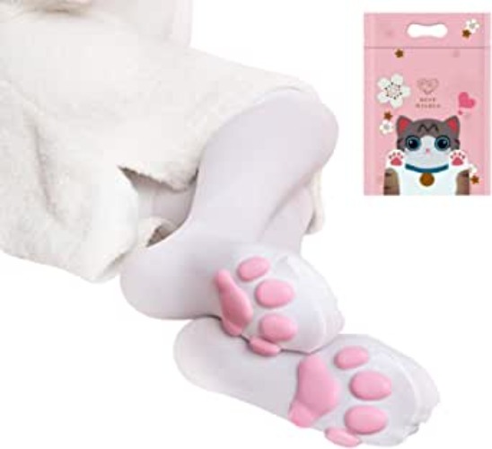 MRLMJ Thigh High Socks Cute Cat Paw Pad Socks for Girls 3D Kitten Claw Lolita Cosplay - White-pink