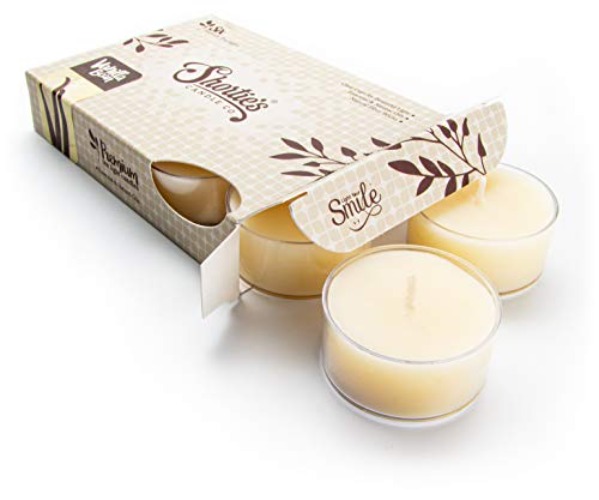 Vanilla Bean Premium Tealight Candles - 6 Beige Highly Scented Tea Lights - Beautiful Candlelight - Made in The USA - Bakery & Food Collection - Vanilla Bean