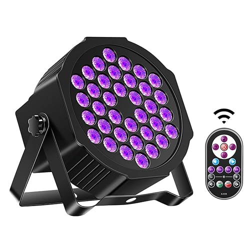 Black Lights, DELIBANG 72W LED UV Par Light DMX512 with Remote Control for Halloween Glow Fluorescent Party Bedroom Game Body Paint Stage Lighting - 1PCS