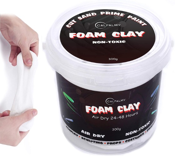 Moldable Cosplay Foam Clay (White) – High Density and Hiqh Quality for Intricate Designs | Air Dries to Perfection for Cutting with a Knife or Rotary Tool, Sanding or Shaping - White 300g