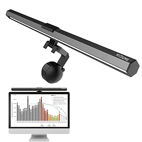 HIOUME Laptop Monitor Light Bar, USB e-Reading LED Task Lamp, 3 Adjustable Color Temperature, 10 Dimming Brightness Levels, No Screen Glare, Space Saving, Eye Health Care, Portable for Travel - For Desktop PC