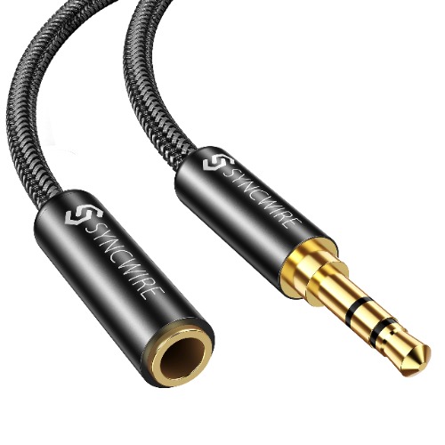Syncwire Headphone Extension Cable - 6FT [Hi-Fi Sound][Gold Plated Jack][TRS] Nylon-Braided 3.5mm Male to Female Audio Extension Cord Compatible with iPhone iPad Smartphone Tablets Media Players - 6 feet
