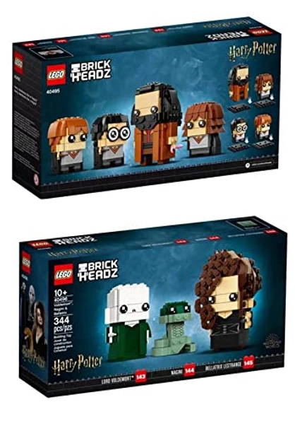 Lego Brickheadz Harry Potter, Hermione, Ron Weasley, Hagrid 4095 + Lord Voldemort, Nagini, Bellatrix Lestrange 40496 Set