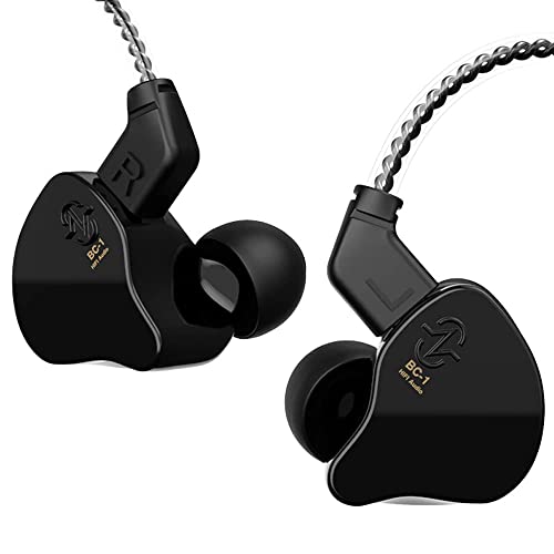 CCZ Yinyoo Melody in Ear Monitors Wired Earbuds in-Ear Earphones Headphones without Microphone IEM HIFI Bass with 1DD 1BA, Ear fins, 4N OFC Cable for Musicians,Singer,on Stage,Studio(nomic,dark black) - without mic - dark