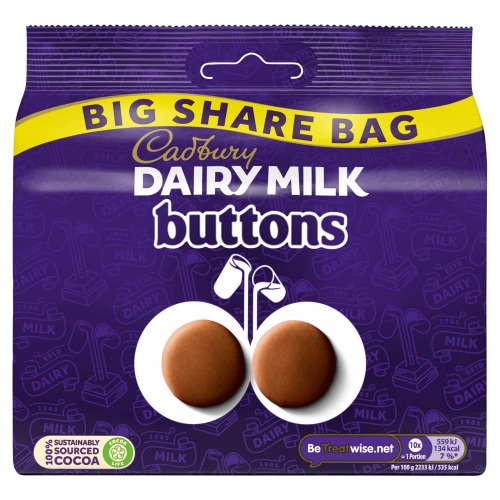 Cadbury Dairy Milk Giant Buttons Chocolate Bag, 184.8g OFFICIAL