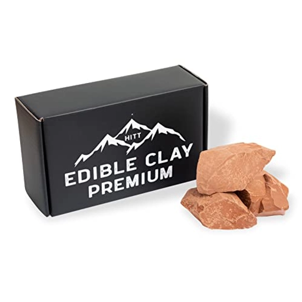 HITT Edible Clay Chunks - «Red Heart» for Eating Zero Additives ASMR Food for Pica Cravings, Handpicked Edible Dirt 200gr