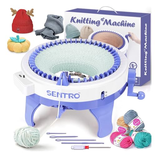 SENTRO 48 Needles Knitting Machines with Row Counter, Smart Weaving Round Loom,Double Knit Loom Machine Kit,DIY Knit Scarf Hat Sock