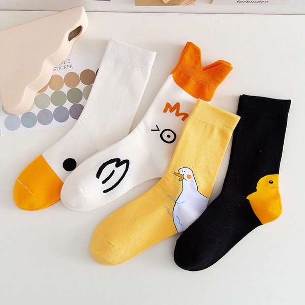Goose Socks|Animals Goose Game Honk|Fun Colourful Happy Socks Korean Japanese cute quirky cartoon personality autumn and winter stockings