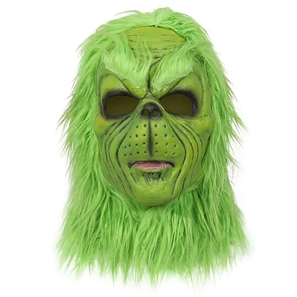 WPOYM The Christmas Cosplay Mask, Christmas Costume Latex Mask Adult,Green Cosplay Costume Mask - Glq-dz