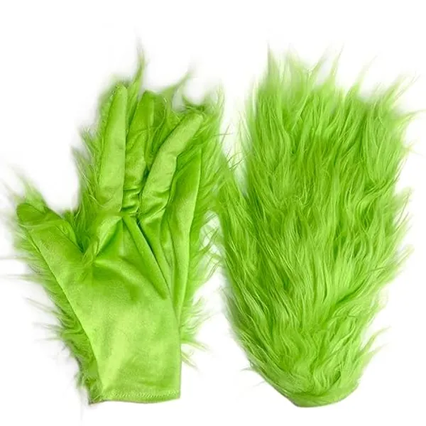 Green Monster Mask Costume Accessories Christmas Cosplay,Green Latex Full Head Mask,Universal Size Fits Adults and Kids - Glove