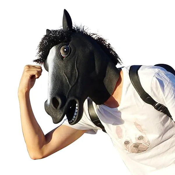 Horse Mask Party Dress Up Horse Head Masks for Adults Men Masquerade (Black)