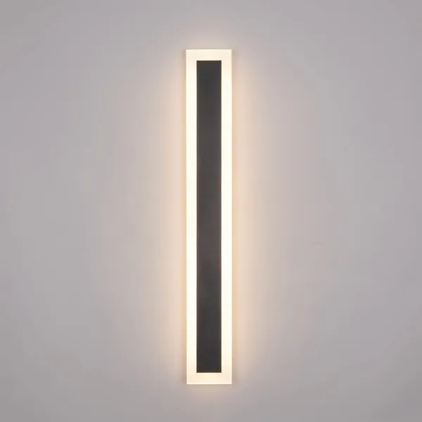 YAOWSZM 12W Outdoor Modern Wall Light LED Wall Sconce Fixture Rectangular Black Wall lamp Elegant Frosted White Acrylic IP65 Anti Rust for Proch Living Room Bedroom(Warm 3000K) - A-23.6inch