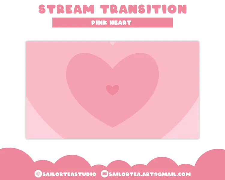 Pink Hearts Stinger Transition  | Premade, Overlay, Set, Screen, Cute, Pretty, Stripes, Stream, Assets, Emotes, Badges