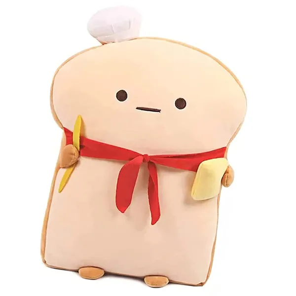 18.9'' Toast Baguette Plush Pillow, Bread Shape Plush Toy Hugging Pillow with Red Scarf,Soft Toast Food Sofa Cushion for Home Decor,Funny Gift Plush Stuffed Hugging Toy for Kids