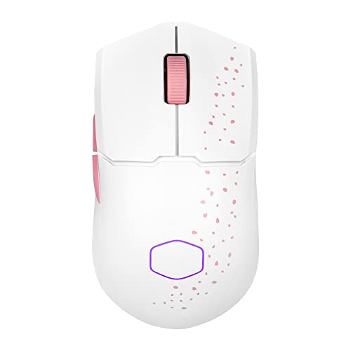 Cooler Master MM712 Sakura Wireless Gaming Mouse Pink|White, Adjustable 19,000 DPI, Palm|Claw Grip, 2.4GHz|Bluetooth, PixArt Optical Sensor, Ultraweave Cable, PTFE Feet, RGB Lighting (MM-712-WWOH2) - MM712 Sakura Wireless - 1.0
