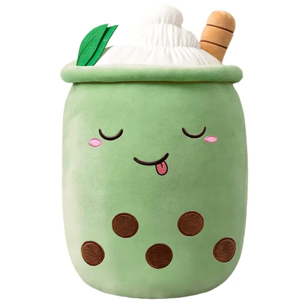 Shownicer Plushies, Kawaii Boba Tea Plush Pillow 35cm, Soft Toy, Stuffed Toy, Brown Pearl Milk Tea Bubble Doll Cushion, Home Soft Hug Pillow, Cuddly Toy, Creative Gift for Kids Girls Boys