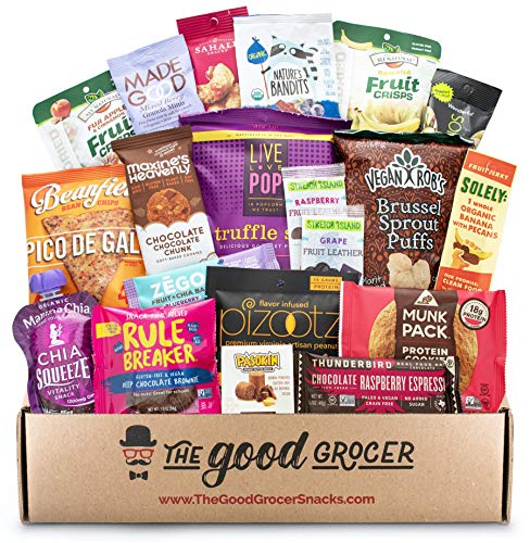Premium GLUTEN FREE and VEGAN (DAIRY, SOY and FIG FREE) Healthy Snacks Care Package (20Ct): Featuring Delicious, Wholesome, Nutrient Dense Gluten Free and Vegan snacks. Office College Client Gift Box Basket - Gluten Free / Dairy Free