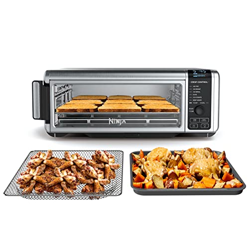 Ninja SP101 Digital Air Fry Countertop Oven with 8-in-1 Functionality, Flip Up & Away Capability for Storage Space, with Air Fry Basket, Wire Rack & Crumb Tray, Silver - 8 Functions - Standard Height