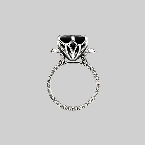 BITTERSWEET. Double Serpent Onyx Ring - Silver | Small / Silver