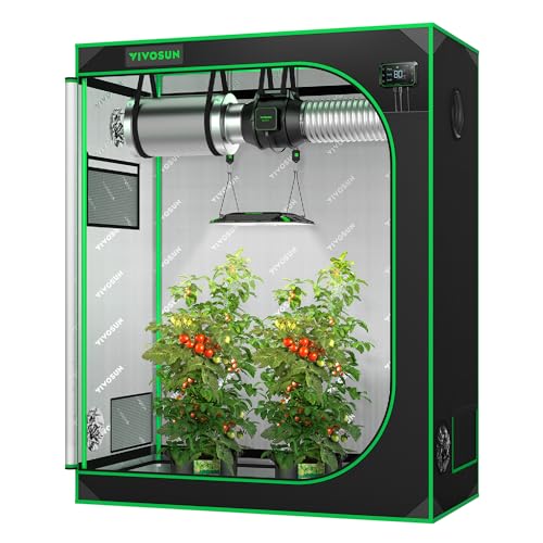 VIVOSUN S425 4x2 Grow Tent, 48"x24"x60" High Reflective Mylar with Observation Window and Floor Tray for Hydroponics Indoor Plant for VS2000 - 48"x24"x60" - Black