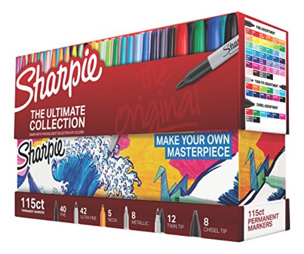 Sharpie Permanent Markers Ultimate Collection, Assorted Tips and Colors, 115 Count - 115 Count (Pack of 1) - Markers