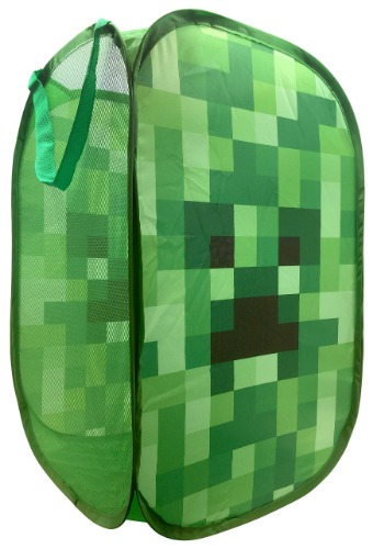 Minecraft Creeper Pop Up Hamper - Mesh Laundry Basket/Bag with Durable Handles, 22" x 14" (Official Minecraft Product) - Green - Minecraft
