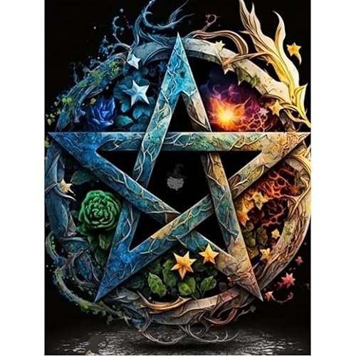 JFYHAB Pentagram Diamond Painting Kits for Adults,Star Diamond Art Kits for Adults,Pentagram Gem Art Kits for Adults DIY 5D Gem Art for Gift Home Wall Decor 16x12inch