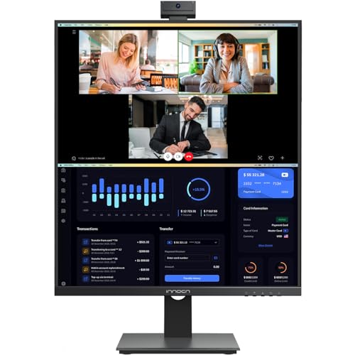 INNOCN 28 Inch 16:18 SDQHD 2560 x 2880p Computer Monitor with 2.0MP Webcam with Mic, Height/Pivot Adjustable Stand, Speakers, 98% DCI-P3, HDR 10, Black - 28C1Q
