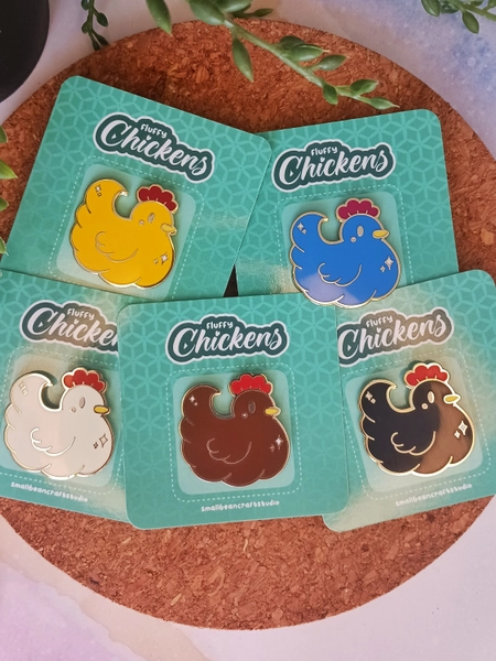 Fluffy Chicken Hard Enamel Pins - Stardew Valley