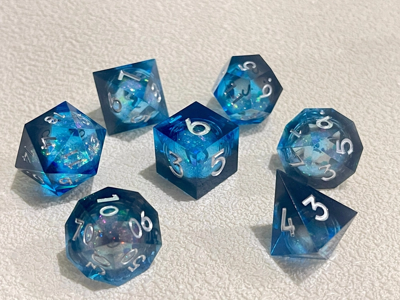 Sharp Edge Blue Liquid Core Dice Set